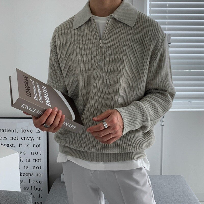 Herrer sweatshirt med lynlås-krave - Jonas