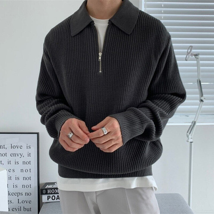 Herrer sweatshirt med lynlås-krave - Jonas