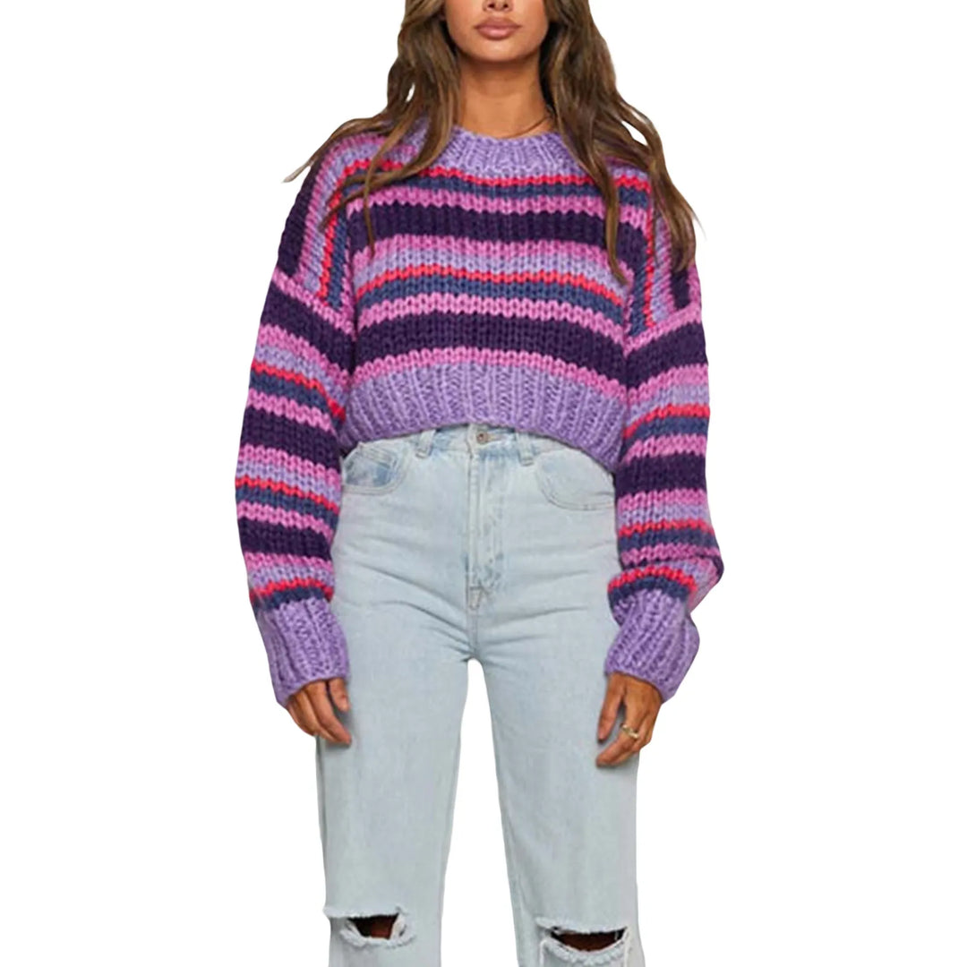 Dame Oversize Striktrøje med stribemønster - Yvonne