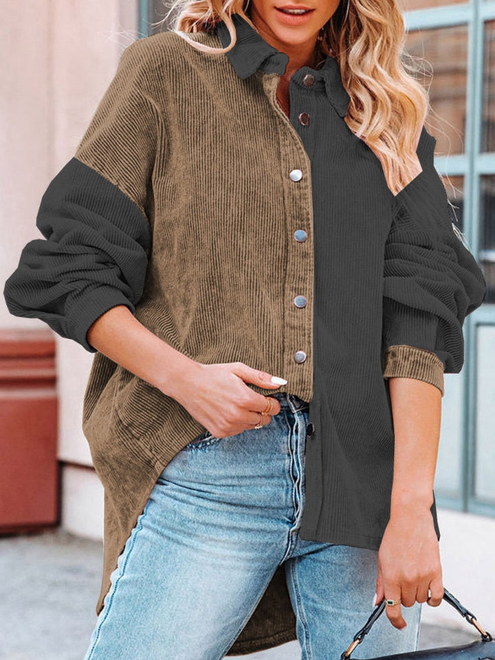 Ribbet corduroy damebluse til efterårs dage – Lotte