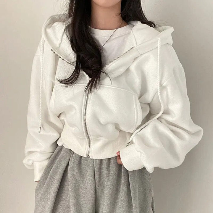 Dame vest kort skåret med hætte og oversized pasform – Rinette