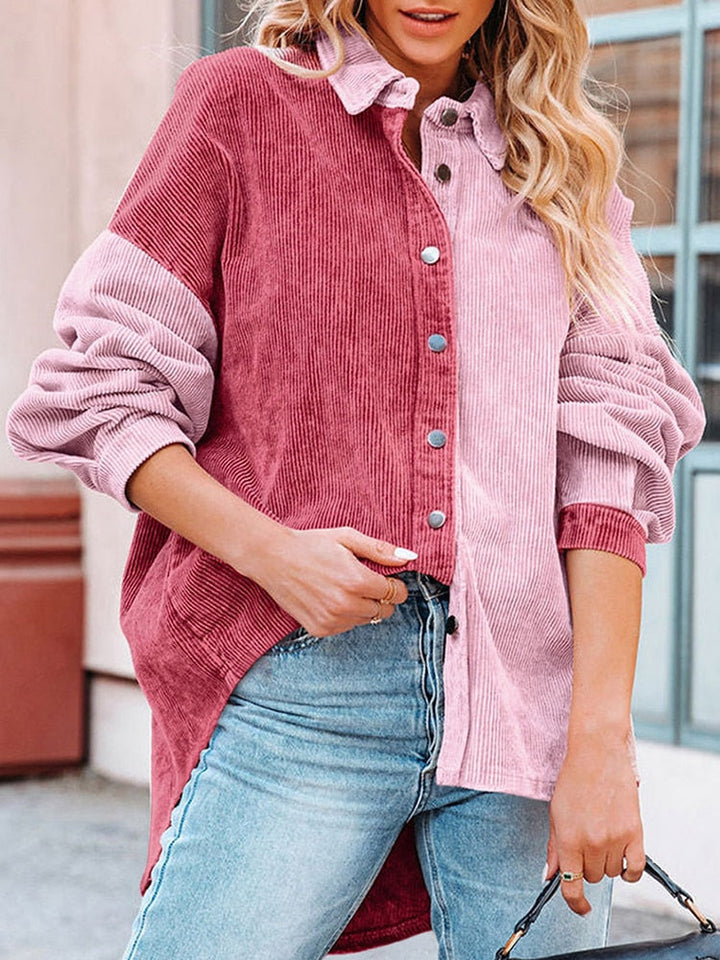 Ribbet corduroy damebluse til efterårs dage – Lotte