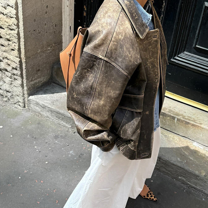 Dame Vintage læderjakke i retro-stil – Kayna