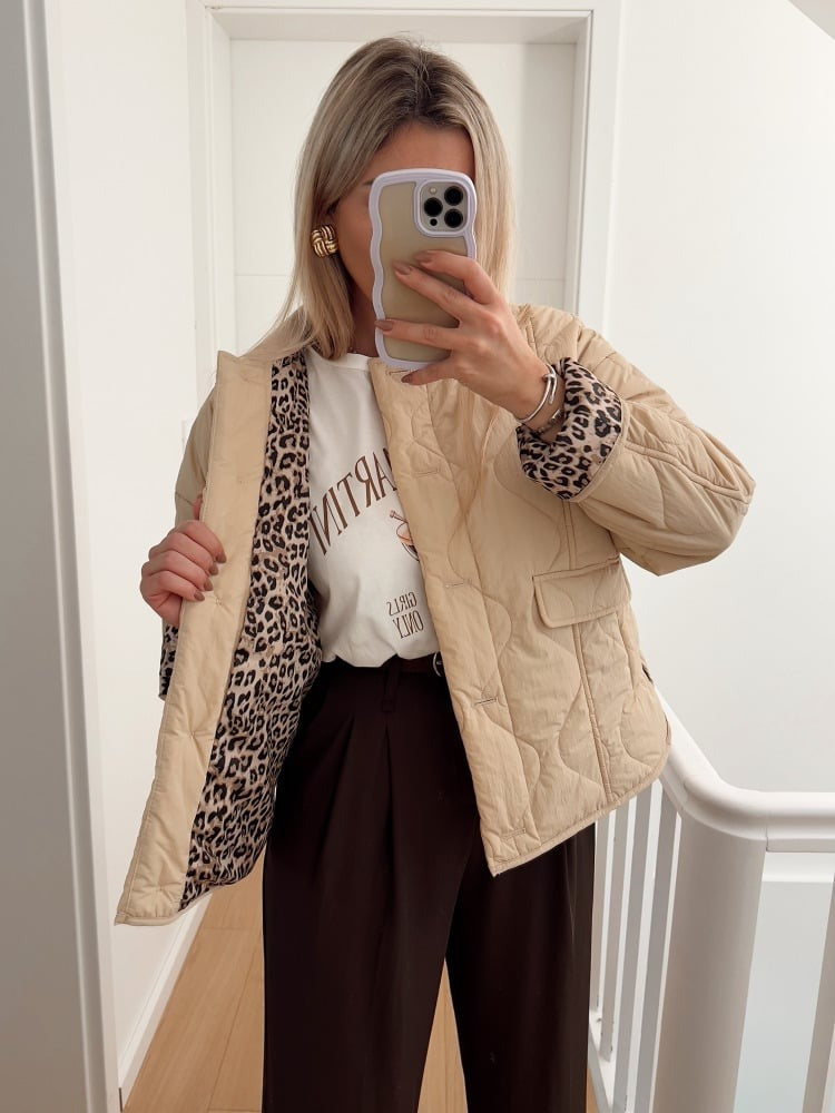 Elegant damejakke med leopardfor – Narela