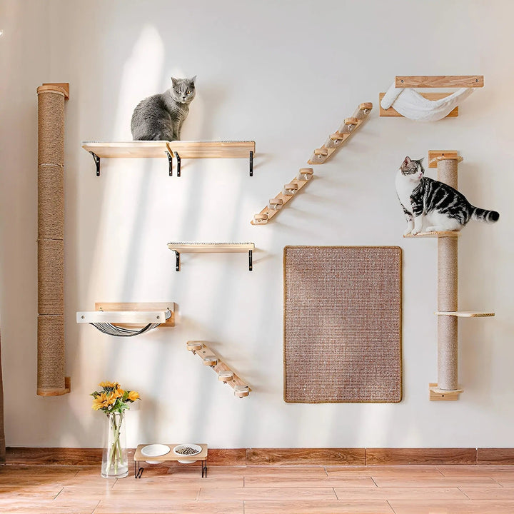 Vægmonteret klatreplanke til katte med kradsetræ - ClimbPaws