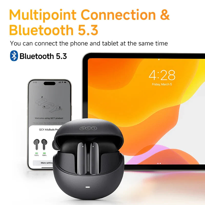 Wireless ANC Earbuds with Adaptive Audio, LDAC & 28h Playback Time-White-State of Style