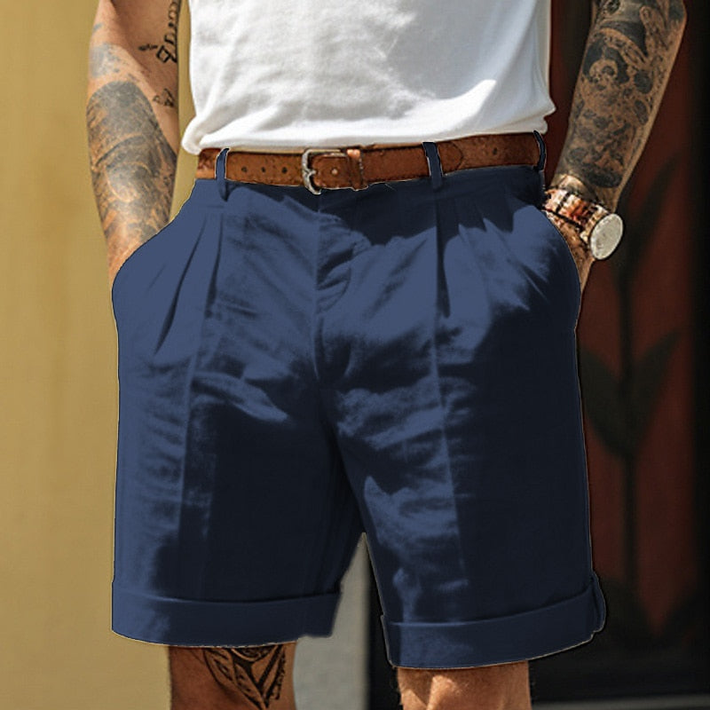 Stilfulde hør-bomulds herreshorts – Milan