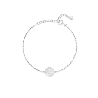 Silbernes Zodiak-Armband mit Kettenverschluss, minimalistisches Design, Schmuck für Damen.
