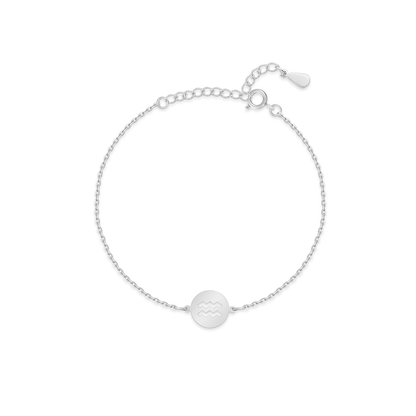 Silbernes Zodiak-Armband mit Wassermann-Symbol, verstellbar, eleganter Schmuck für Damen.