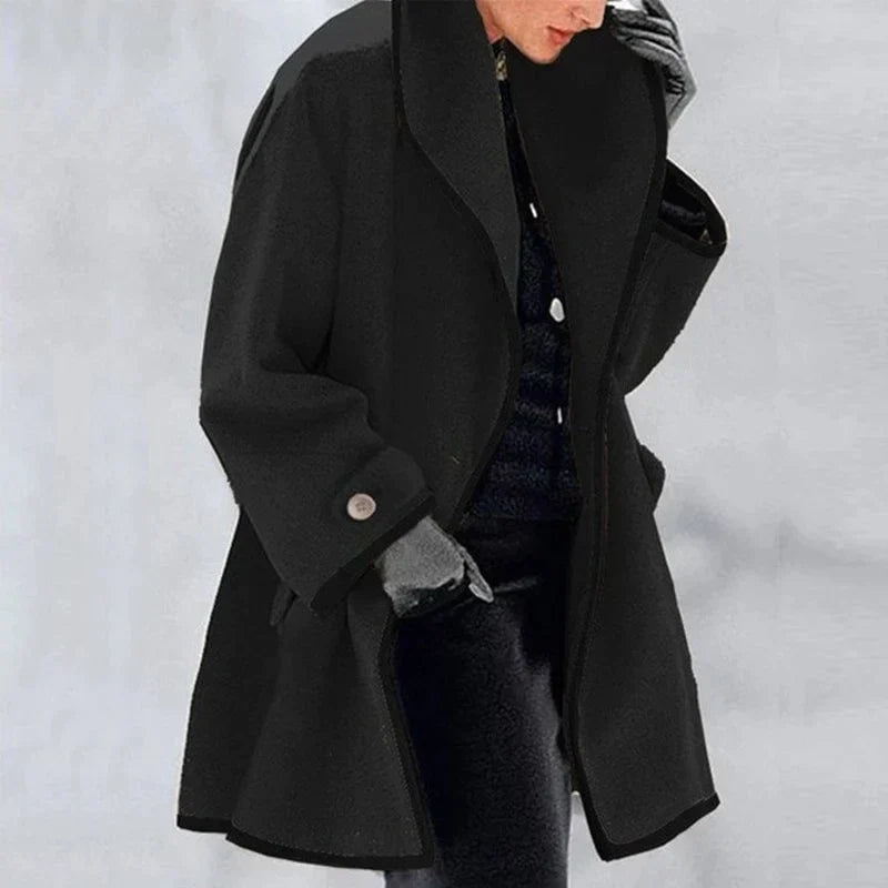 Varm vinter-trenchcoat i uld til kvinder - Emma